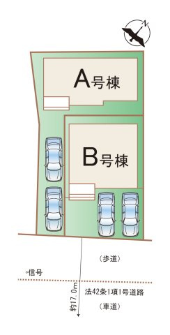 大野城市上大利2丁目第1-2棟（1号棟）の区画図|配置図（A号棟）