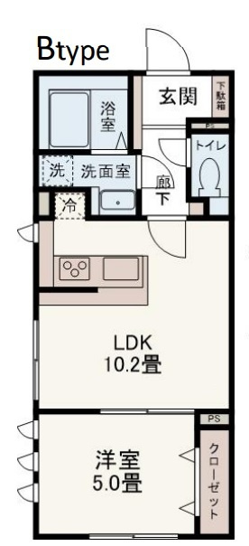Co-W Residenceの間取り|角部屋の1LDK