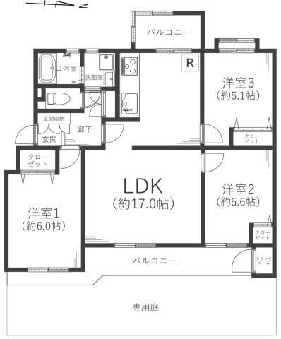 宮前平グリーンハイツ15号棟の間取り