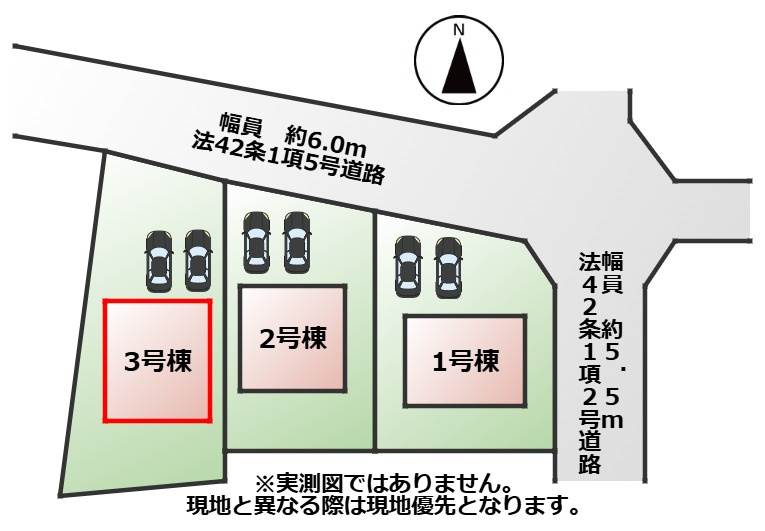 CRADLEGARDEN高根沢町宝積寺第17の区画図|【全3棟】各号棟の詳細については、お気軽にお問い合わせください♪