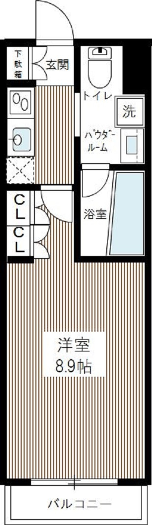 AXAS南蒲田AsylCourt（アクサスミナミカマタアジールコートの間取り|1K洋室8.9帖バストイレ別独立洗面台！