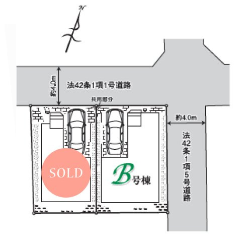 ふじみ野市福岡中央２丁目の新築一戸建の区画図|大切なお車もキレイに保てるビルトイン車庫付き！