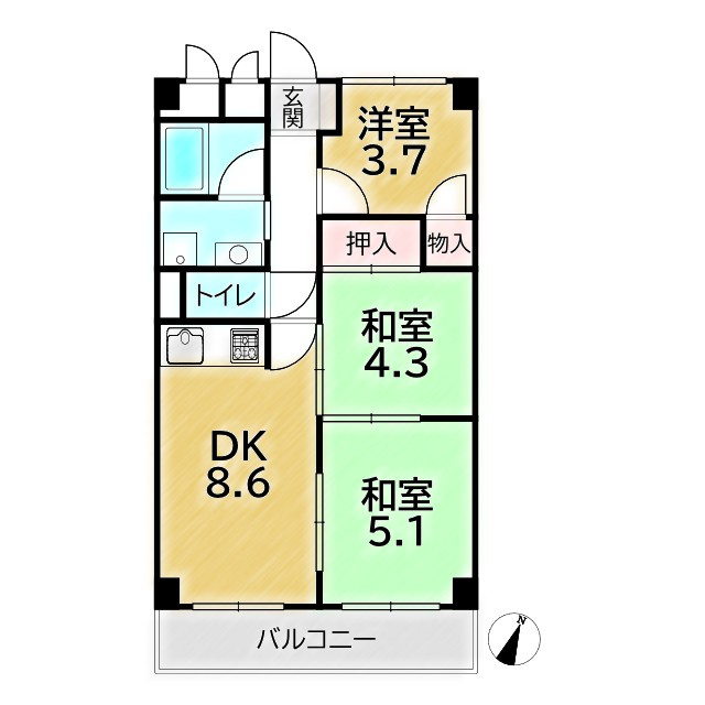 高野川ハイツの間取り