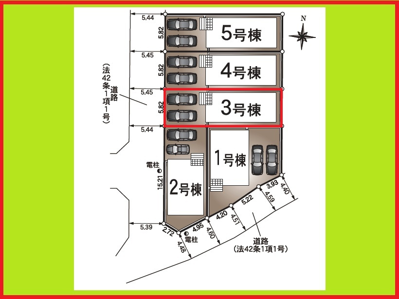 名古屋市北区東味鋺３丁目の新築一戸建の区画図|◇３号棟◇