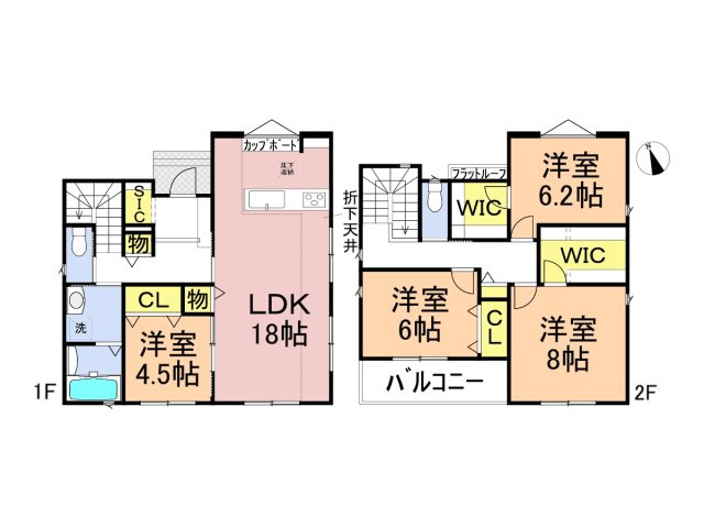 タマタウン　羽島市福寿町間島（竹鼻小Ⅲ）　全2区画分譲の間取り|■1号棟　■ヤマダ不動産　株式会社リライフ　
■夢のマイホーム購入をフルサポートします！