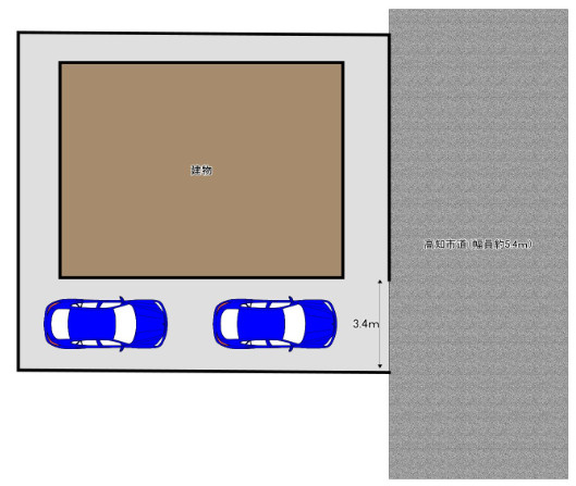 「1階完結4DK」高知市大谷　中古一戸建ての区画図|駐車2台可能へ拡張工事予定！前道もすっきりしており出し入れもスムーズです。