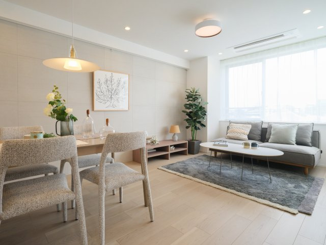 グランドメゾン永福町の居間・リビング|グランドメゾン永福町：リビングにはエアコンが付いており快適にご見学いただけます！