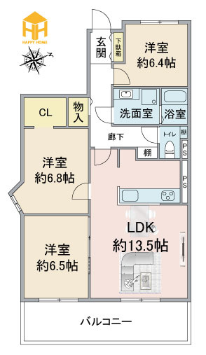 サンヴェール千里山の間取り|※現況と図面が異なる場合現況を優先いたします。