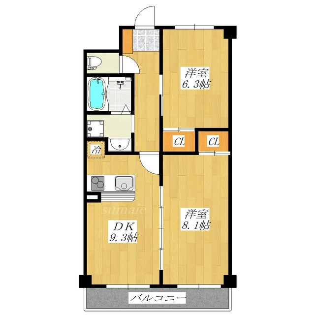 サンセゾンⅠの間取り|西向きのお部屋です☆