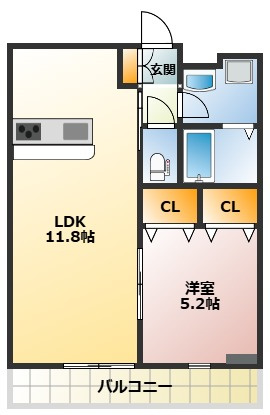 【間取り】 | リブリサンシャイン飯島 | 使い勝手の良い1LDK ！