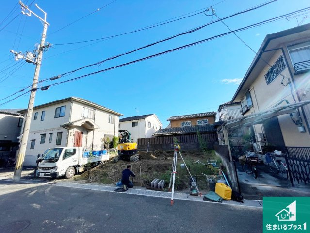 宇治市伊勢田町砂田　第3期　新築一戸建ての外観|周辺は落ち着いた街並みの住宅地！子育てがしやすい住環境です！まだ未完成ですが、現地でしかわからない事もございます。是非一度ご覧ください。
