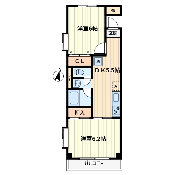 板橋区幸町の賃貸マンションの間取り