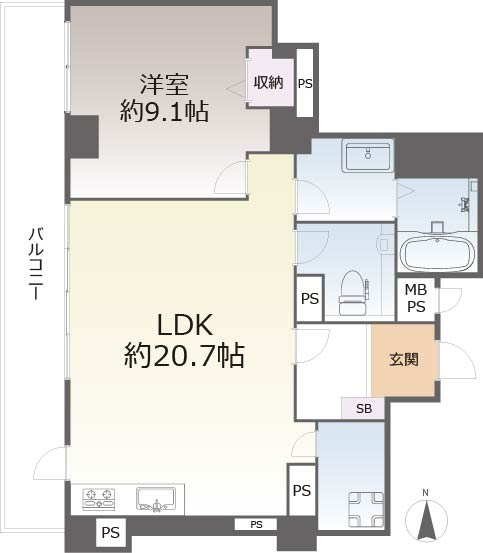 朝日プラザアペックスコート西難波の間取り