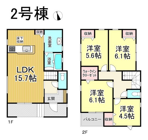 【同施工物件ご案内可能】知多郡東浦町大字森岡字濁池　全2棟の間取り