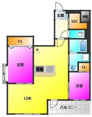 福岡市南区大池１丁目の賃貸マンションの間取り