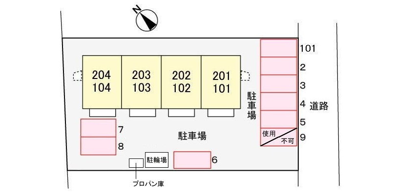 コーポアジュレの区画図|駐車場