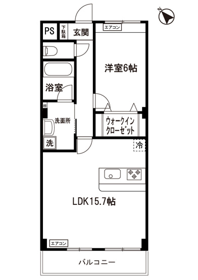 【間取り】 | ヴィオラ | 1LDKタイプはキッチンと寝室を分けたい方におすすめです☆カップルさんや新婚さんにも大人気！なんと言っても最上階なのが嬉しい♪