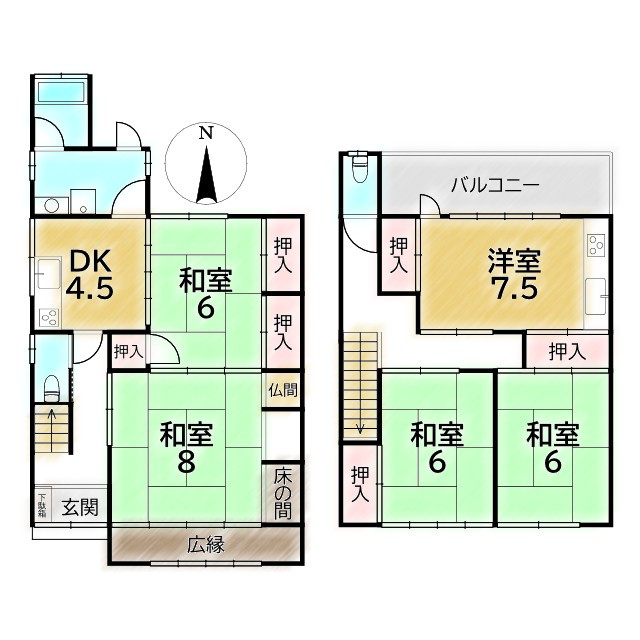 衣笠開キ町 中古戸建の間取り