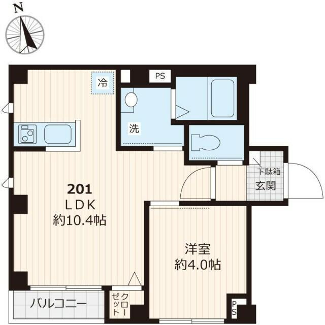 台東区浅草６丁目の賃貸マンションの間取り