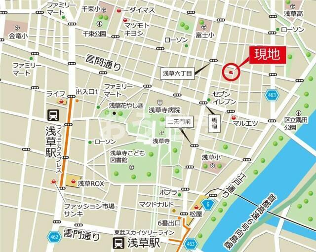 台東区浅草６丁目の賃貸マンションの地図