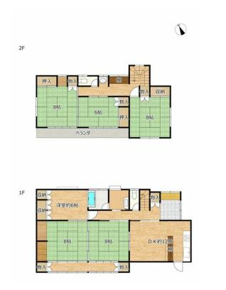 古河市上辺見　中古一戸建ての間取り|和室が間続きになっているので空間を広くお使い頂けます♪
