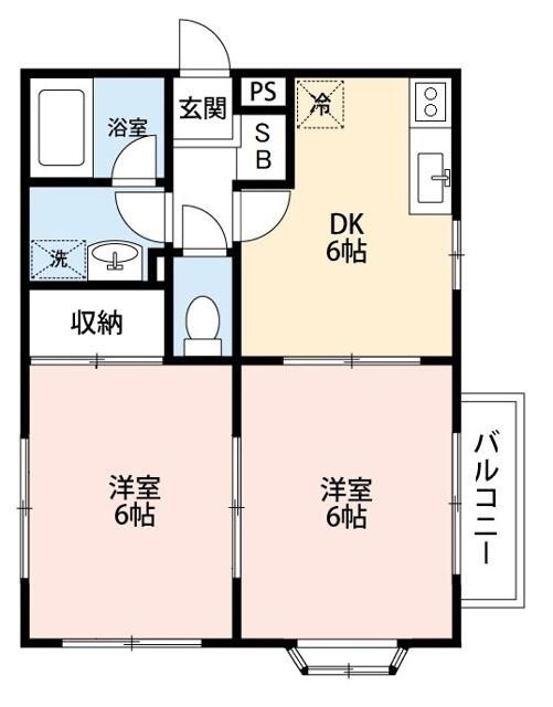 越谷市瓦曽根３丁目のアパートの間取り