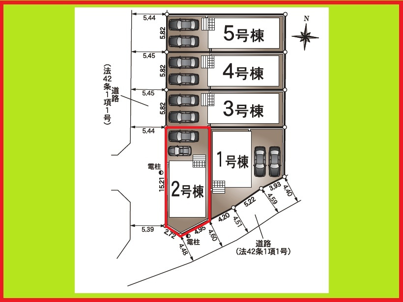 名古屋市北区東味鋺３丁目の新築一戸建の区画図|◇２号棟◇