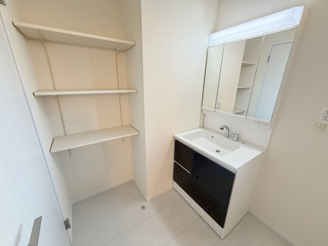 三郷市高州1丁目　新築戸建　全2棟　B号棟の独立洗面台|お掃除にも便利なシャワードレッサー