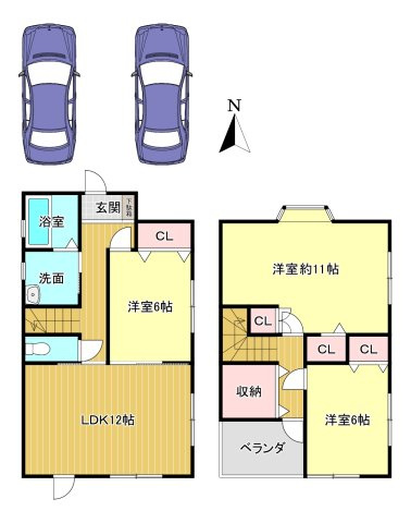 磯城郡田原本町八尾の間取り|3LDK　土地面積:115.58ｍ2　建物面積:88.59ｍ2　駐車並列2台可能