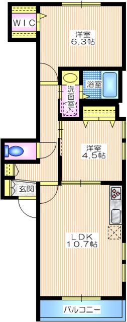 Ｂｒｉｌｌａｎｔｅ　ブリランテの間取り|１フロア２住戸で互いの生活音が伝わりづらいプランです