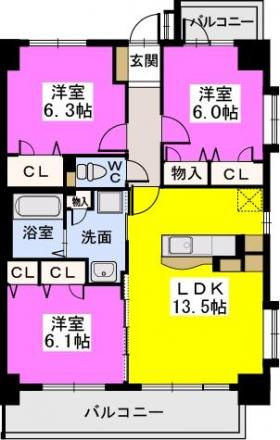 【間取り】 | ボヌール　レーベン