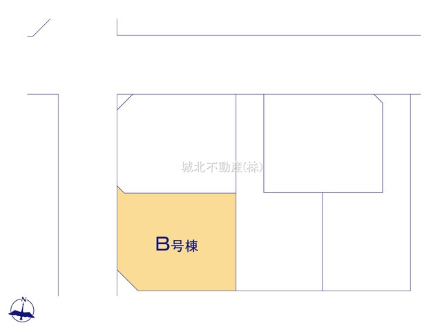 練馬区大泉学園町5丁目 全5棟 B号棟の区画図|土地面積98.13㎡ 西側約4.5ｍ公道に面する立地
