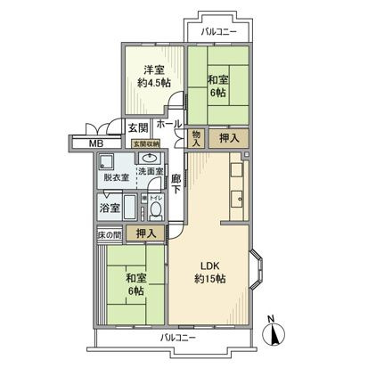 辻堂駅前ハイツ６号棟の間取り