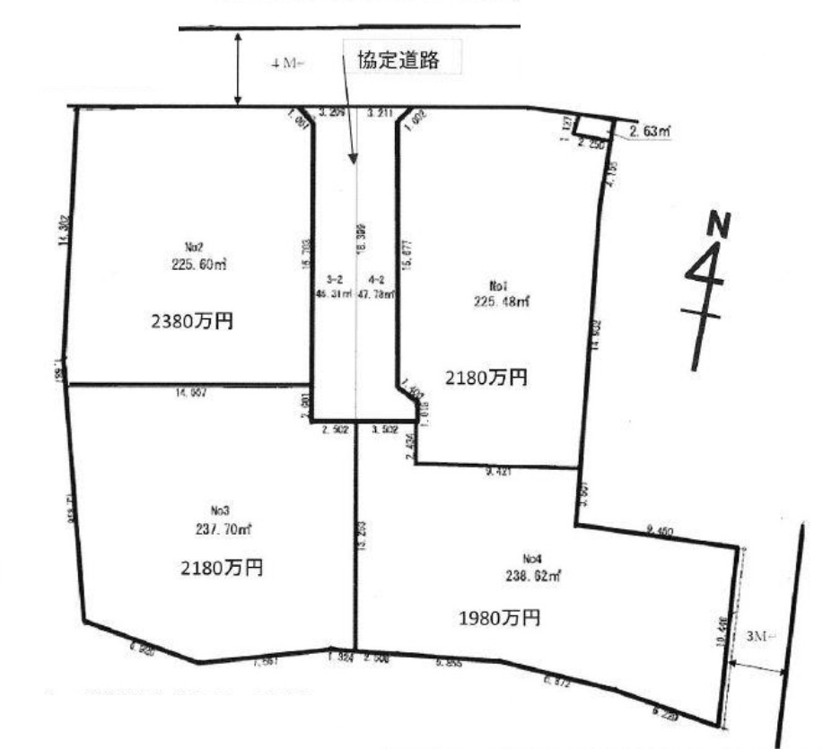 敷地面積68～72坪以上　売地　富士見市上南畑