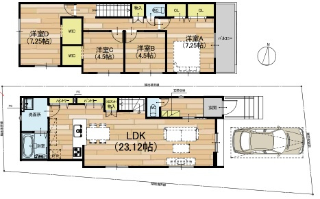 高槻市富田町　第1期　新築一戸建ての間取り|1号地