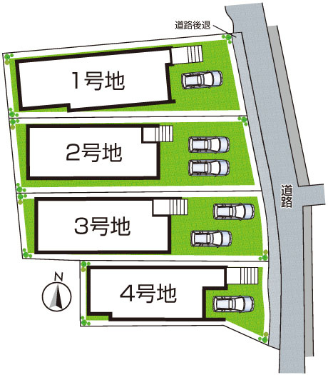 ■高槻市富田町　第1期　新築一戸建ての区画図|全4区画