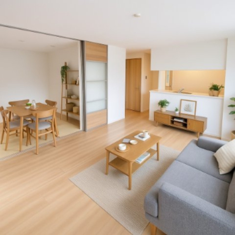 Clarte ESAKAの居間・リビング|※CGで家具等を配置したもので家具等は含まれません。