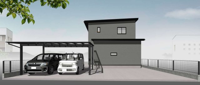 「2階建てプラン例あり」土佐山田町東本町　A号地（北）建築条件付き売り土地の外観パース|【建物プラン例】3LDKの2階建てを建築した場合のイメージです♪