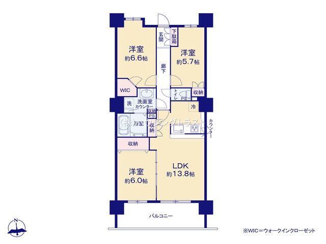 仲介手数料無料　クレアシティ所沢の間取り