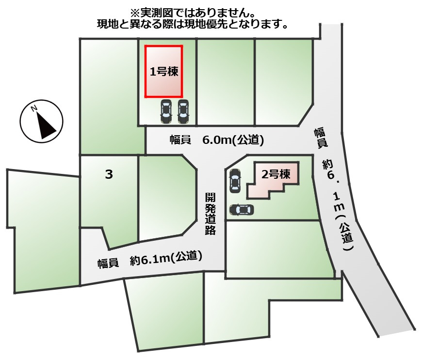 ワイウッドコートさくら市大中第1期の区画図|【全3棟】各号棟の詳細については、お気軽にお問い合わせください♪