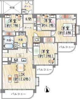 【間取り】 | ステイツ逆瀬川・宝梅 | 4LDK