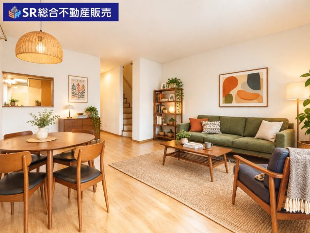 花園東町1丁目中古戸建の居間・リビング|リビングは15.62帖♪ご家族でゆったりとお過ごしいただける明るい空間です！（家具はCGによるイメージです。）
