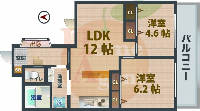 【間取り】 | レジデンスさきがけ | 2LDKのお部屋です。