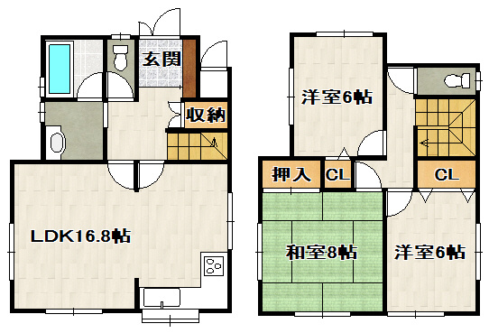 野上6丁目貸家の間取り