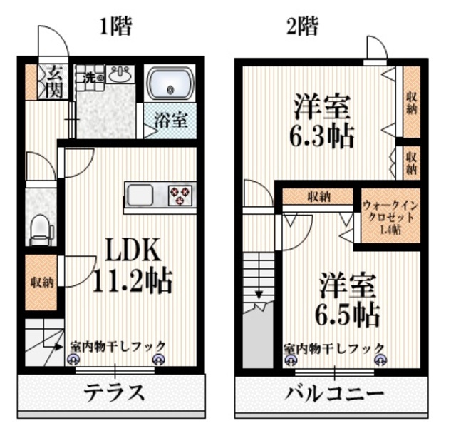 サクラⅠの間取り|戸建感覚で住めるメゾネットタイプ♪