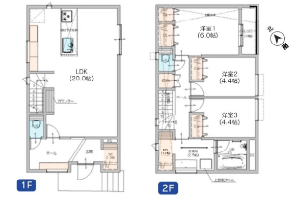 泉区岡津町 新築戸建 4480万円の間取り