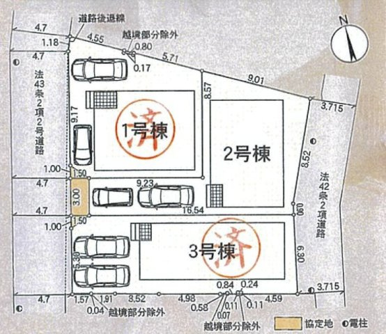 ■門真市岸和田　第7期　新築一戸建ての区画図|全3区画