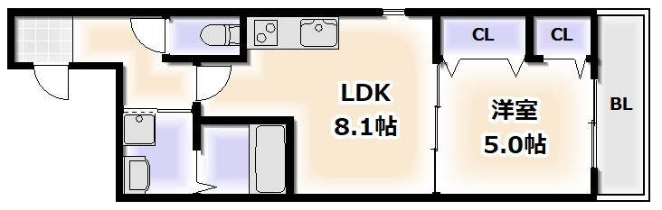 フジパレス住吉長居Ⅱ番館の間取り