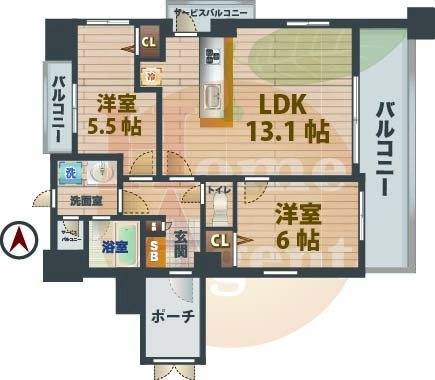【間取り】 | グランシティ杉並高円寺 | 2LDKのお部屋です。