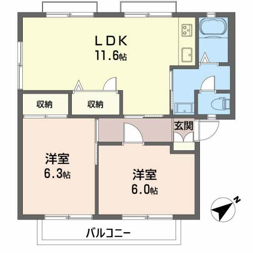 レヴールK Ⅰ・Ⅱ Ⅰの間取り